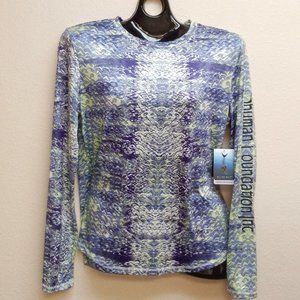 Silver Bait Long Sleeve Swim Shirt, Purple/Green Fish Scale Women's Size Medium.